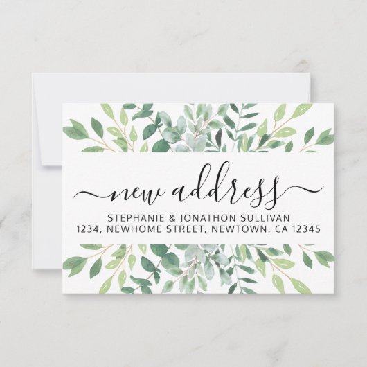 ユーカリ緑の動く発表 ノートカード (正面)