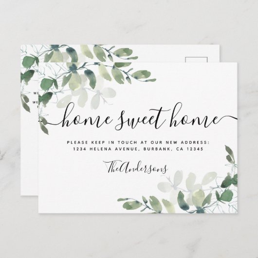 ユーカリ緑の動く発表 ポストカード (正面/裏面)