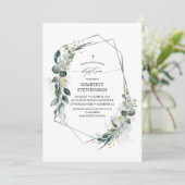 ユーカリ緑の幾何モダン洗礼 招待状 (スタンド正面)