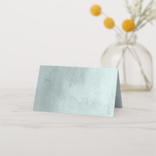 ユーカリ緑の枝の水の色結婚の プレイスカード (裏面)