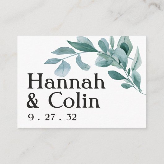 ユーカリ緑の枠グリーンブルーホワイトくもの巣QR エンクロージャーカード (裏面)