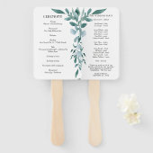 ユーカリ緑の枠グリーンブルーホワイトブラック ハンドファン (正面&裏面)