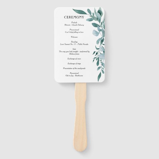 ユーカリ緑の枠グリーンブルーホワイトブラック ハンドファン (正面)