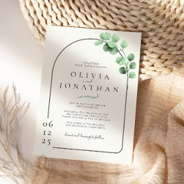 ユーカリ緑の枠ミニマリスト結婚ズ 招待状