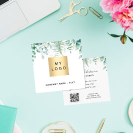 ユーカリ緑の森シダQRコードロゴ スクエア名刺