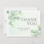 ユーカリ緑の水の色の結婚ありがとう サンキューカード (正面)