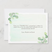 ユーカリ緑の水の色の結婚ありがとう サンキューカード (裏面)