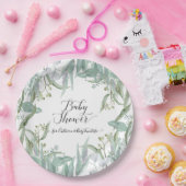 ユーカリ緑の水の色の葉の赤ちゃんシャワー ペーパープレート (パーティー)