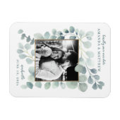 ユーカリ緑の水の色の葉ほこりっぽい青 マグネット (横)