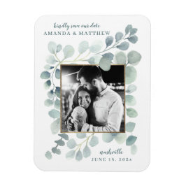 ユーカリ緑の水の色の葉ほこりっぽい青 マグネット