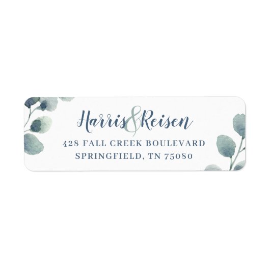 ユーカリ緑の水の色の葉ほこりっぽい青 ラベル (正面)