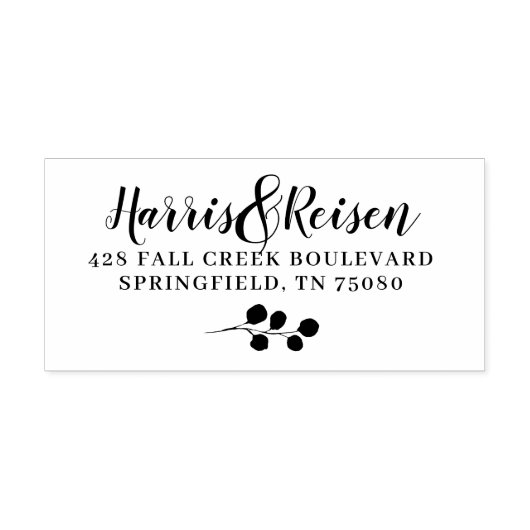 ユーカリ緑の水の色の葉結婚の セルフインキングスタンプ (デザイン)