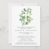 ユーカリ緑の水の色クロスバプテスインヴィ 招待状 (正面)