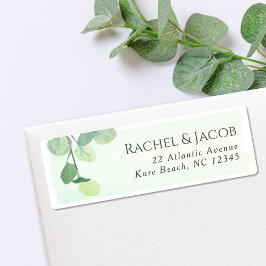 ユーカリ緑の水の色結婚のアドレス ラベル