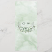 ユーカリ緑の水の色結婚のメニュー メニュー (裏面)