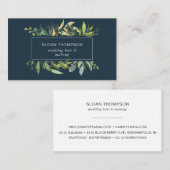 ユーカリ緑の水彩海軍 名刺 (正面/裏面)