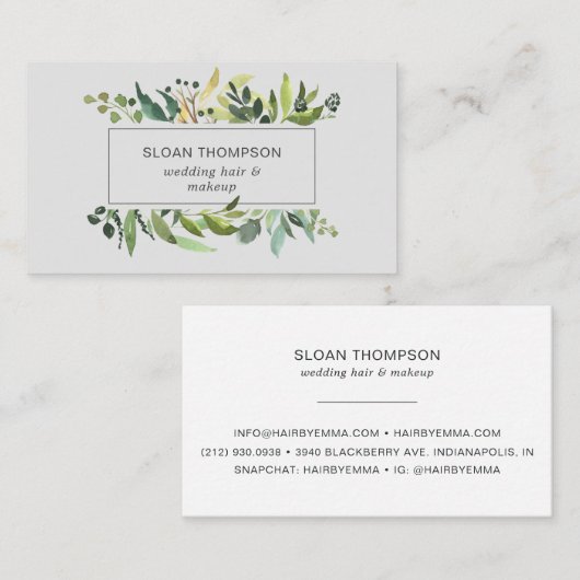 ユーカリ緑の水色グレー 名刺 (正面/裏面)