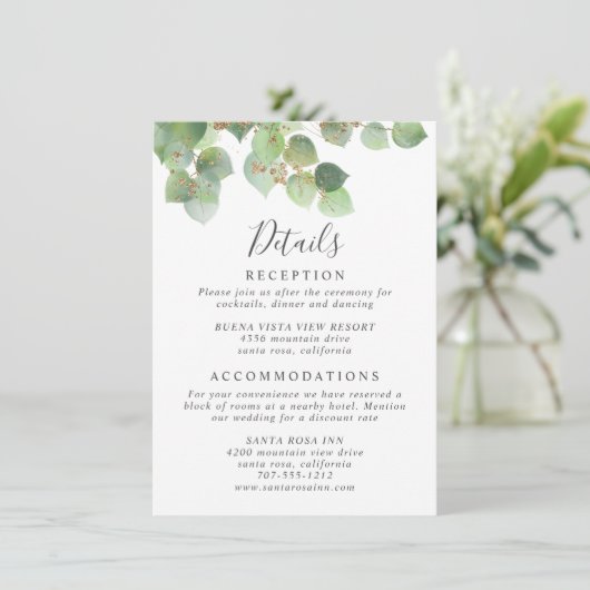 ユーカリ緑の水色結婚の詳細 エンクロージャーカード (スタンド正面)