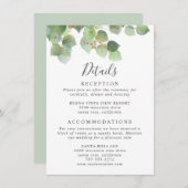 ユーカリ緑の水色結婚の詳細 エンクロージャーカード (正面/裏面)