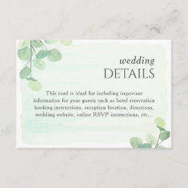 ユーカリ緑の水色結婚の詳細 エンクロージャーカード