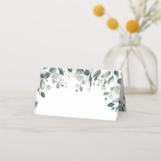 ユーカリ緑の水色結婚の プレイスカード (裏面)