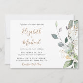 ユーカリ緑の水色結婚の 招待状 (正面)