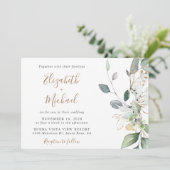 ユーカリ緑の水色結婚の 招待状 (スタンド正面)