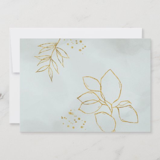 ユーカリ緑の水色結婚の 招待状 (裏面)