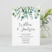ユーカリ緑の水色結婚の 招待状 (スタンド正面)