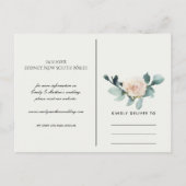 ユーカリ緑の海軍の葉のリース日付を保存 案内ポストカード (裏面)