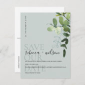 ユーカリ緑の灰色の水の色を保存する日付 案内ポストカード (正面/裏面)