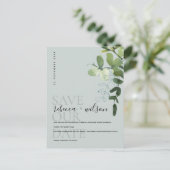 ユーカリ緑の灰色の水の色を保存する日付 案内ポストカード (スタンド正面)