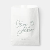 ユーカリ緑の特大スクリプト名結婚の数 フェイバーバッグ (正面)