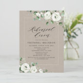 ユーカリ緑の白いフローラリハーサルディナー 招待状 (スタンド正面)