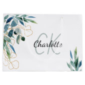 ユーカリ緑の白金ゴールドモノグラム ラージペーパーバッグ (裏面)