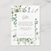 ユーカリ緑の結婚式のギフトカード エンクロージャーカード (正面)
