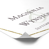 ユーカリ緑の結婚式の引き出物標識 ポスター (角)