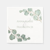 ユーカリ緑の結婚式エレガントの葉 スタンダードカクテルナプキン (正面)