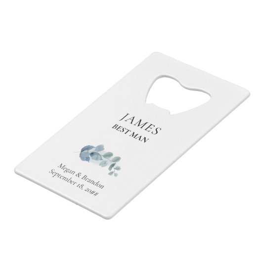 ユーカリ緑の結婚披露宴 クレジットカード栓抜き (正面アングル)