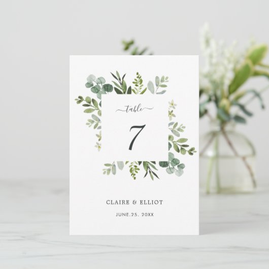 ユーカリ緑の結婚葉の表番号 エンクロージャーカード (スタンド正面)