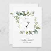 ユーカリ緑の結婚葉の表番号 エンクロージャーカード (正面/裏面)