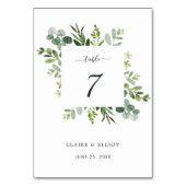 ユーカリ緑の結婚葉の表番号 テーブルナンバー (裏面)