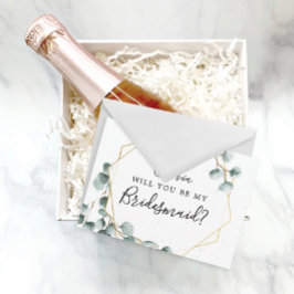 ユーカリ緑の花嫁付き添いカード ポストカード