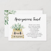 ユーカリ緑の荷物ハネムーンファンドカード 招待状 (正面/裏面)