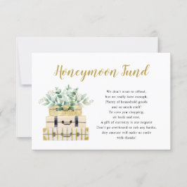 ユーカリ緑の荷物ハネムーンファンドカード 招待状