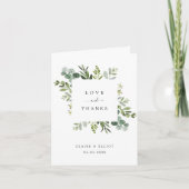 ユーカリ緑の葉ありがとうカードを折った カード (正面)