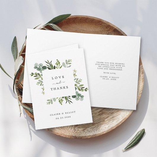 ユーカリ緑の葉ありがとうカードを折った カード