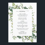 ユーカリ緑の葉のメニューカード メニュー<br><div class="desc">水色のユーカリ色彩の鮮やか、緑の葉、長方形のフレームを特徴とするメニューカード。このデザインの高度なカスタマイズについてクリックは、「更カスタマイズに」リンクをクリック。一致するアイテムも利用可能である。</div>