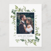 ユーカリ緑の葉の写真ありがとう ポストカード (正面)