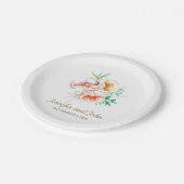 ユーカリ緑の葉の水の色結婚の ペーパープレート (アングル)